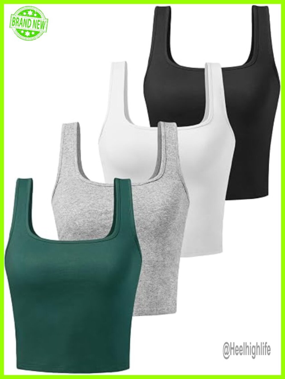 Cotton Spandex Crop Tank Tops 4 Pack Racerback Yoga Workout Athletic Shirts